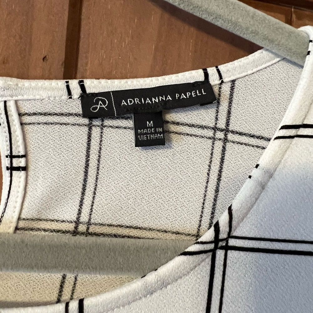 Adrianna Papell White and Black Grid Blouse - Picture 2 of 3
